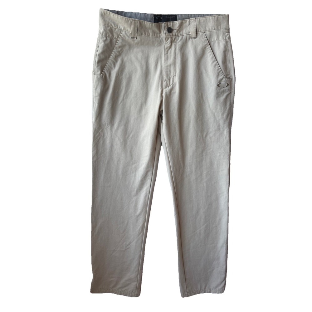 Oakley Mens Golf Pants 33x32 Khaki Stretch Performance Straight Leg Chino - Picture 1 of 8